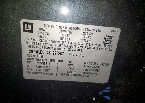 2011 Chevrolet Equinox Lt z USA, uszkodzony, nr VIN 2GNALDEC4B1229267